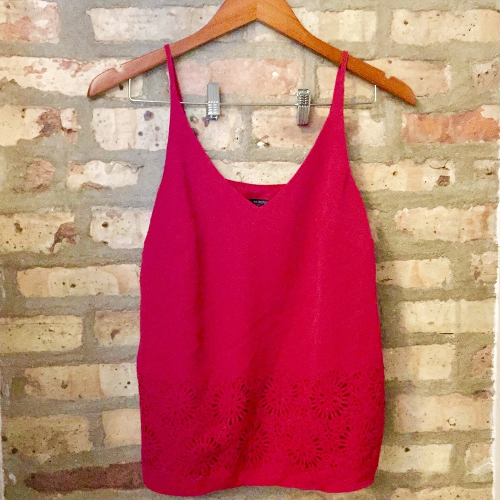 Hot pink Banana Republic tank with eyelet detail